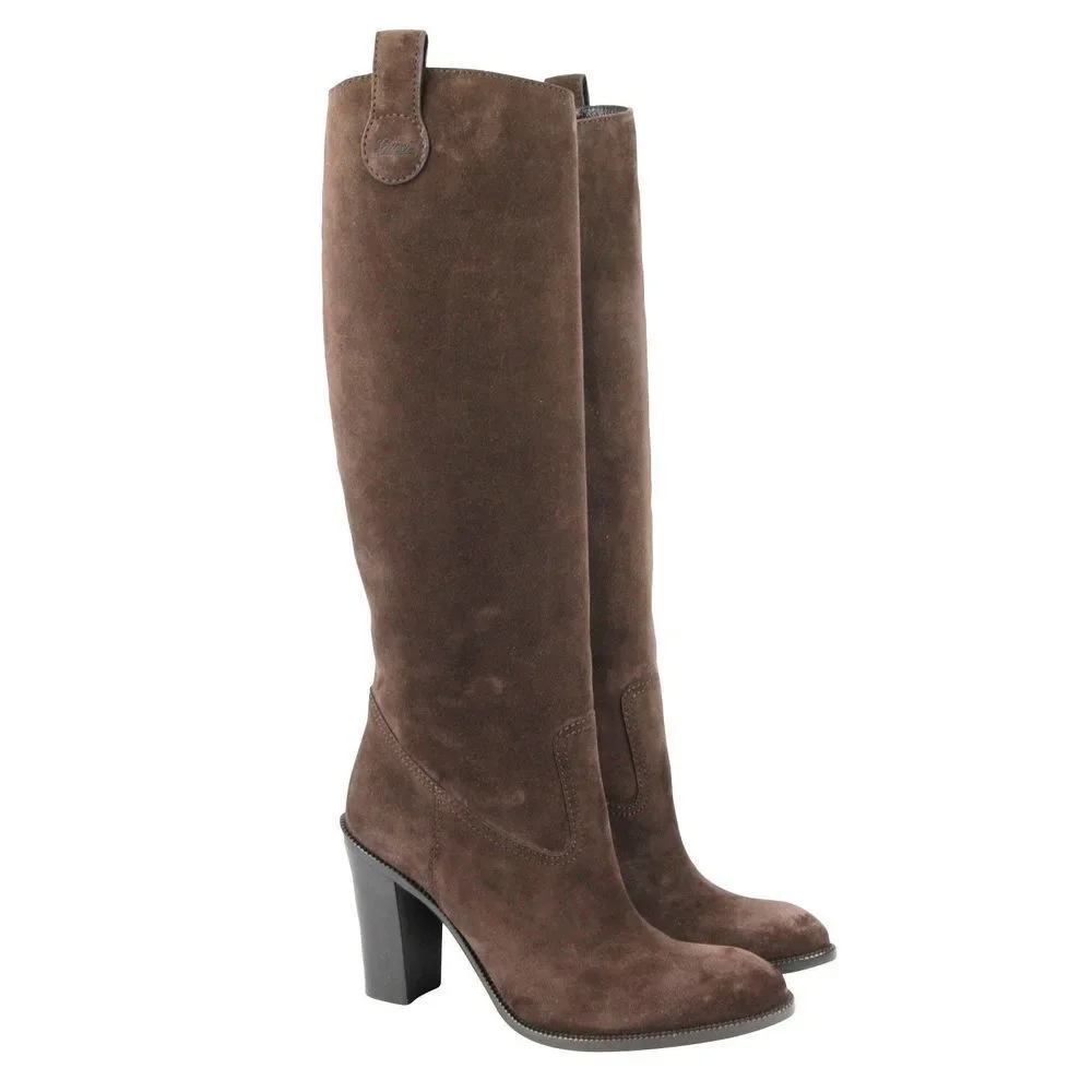 Gucci Brown Leather Suede Tall Knee Boots - Picture 5 of 8